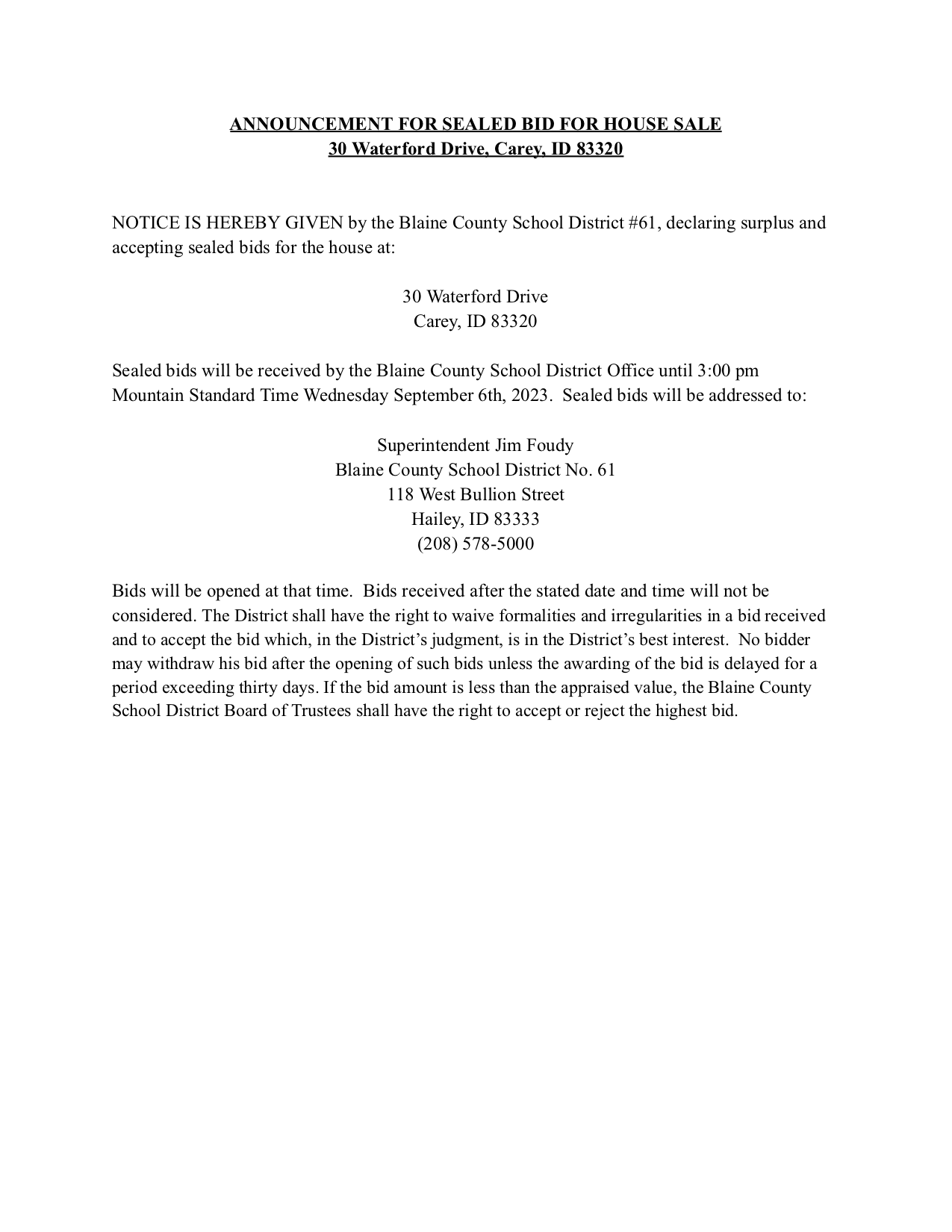 Announcement